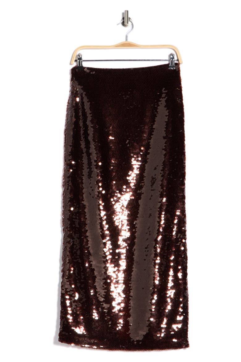 Skylie Sequin Pencil Skirt, Alternate, color, HOT FUDGE