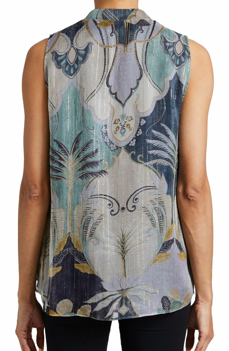 Santorelli CARRIE Sleeveless Relaxed Fit Blouse in Printed Silk Crinkle Chiffon, Alternate, color, 