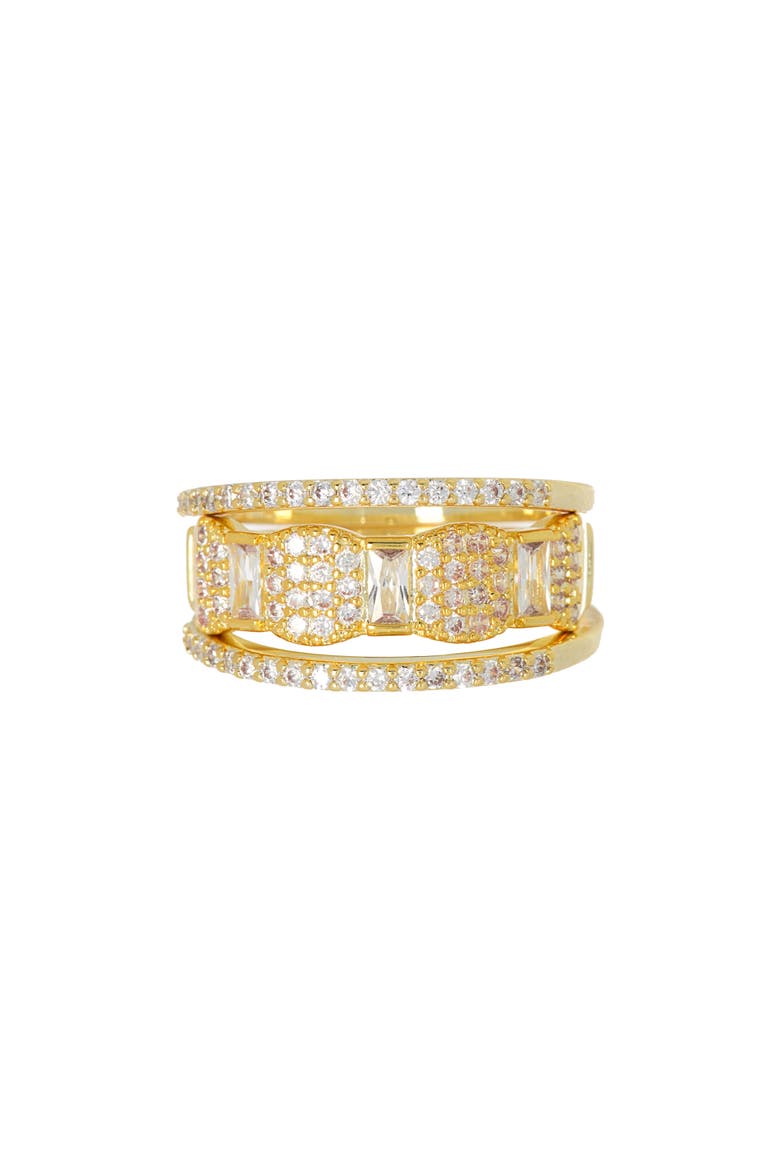 3-Piece Gold-Tone CZ Stacking Ring Set - Size 7, Main, color, CLEAR- GOLD
