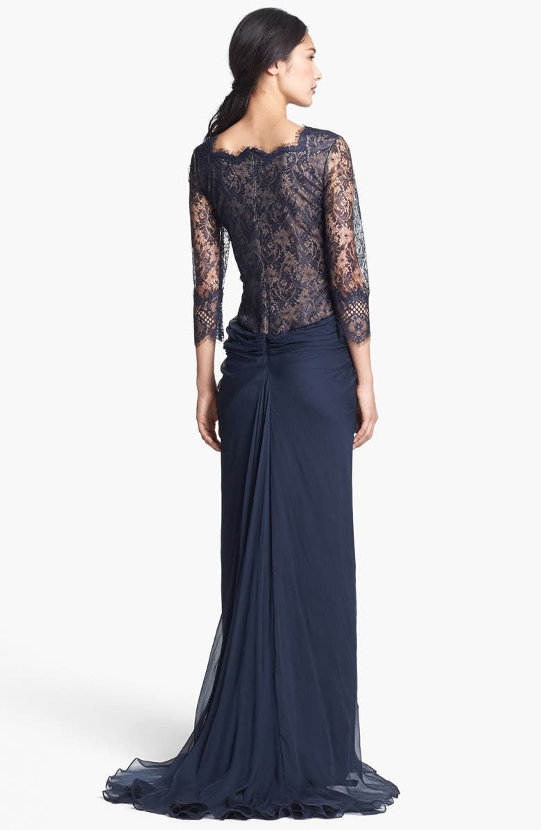 Tadashi Shoji Embellished Lace & Silk Chiffon Gown, Alternate, color,