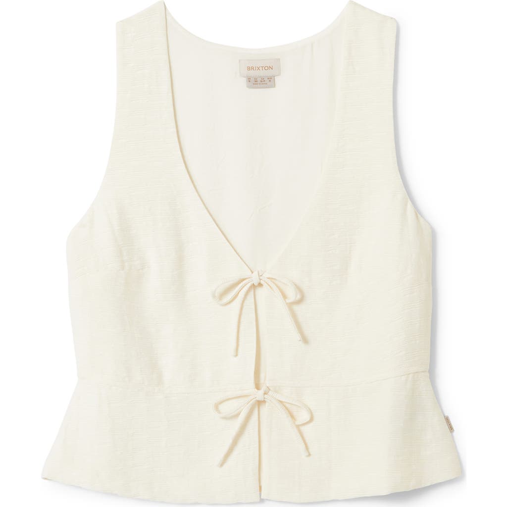 Brixton Lakeview Sleeveless Tie Front Top In Off White