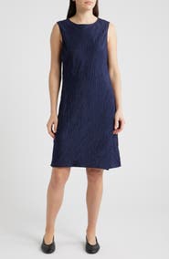 Eileen Fisher Jewel Neck Silk Dress