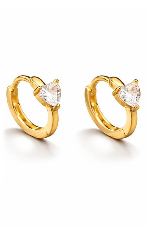 Cubic Zirconia Heart Hoop Earrings
