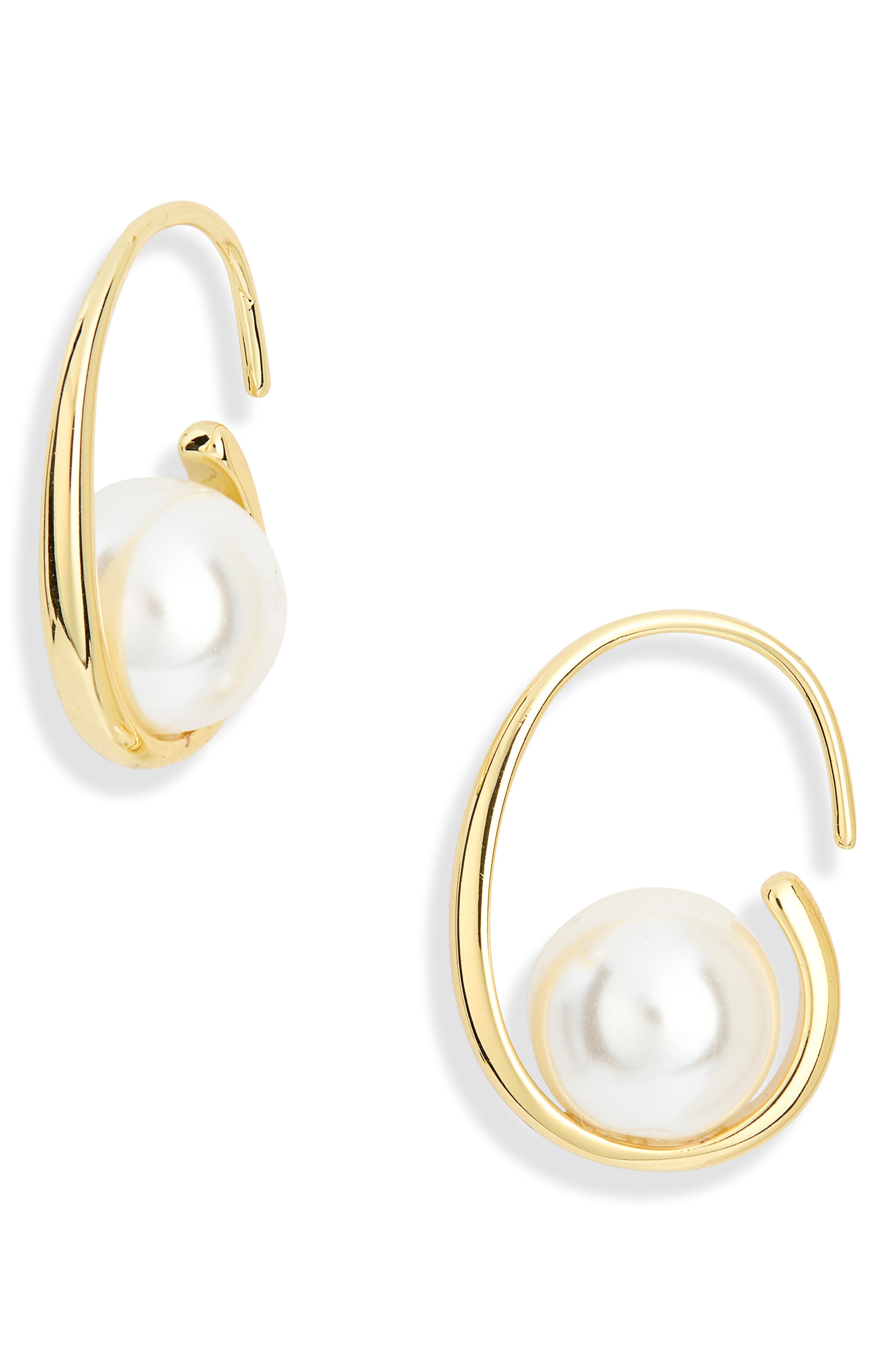 NORDSTROM RACK Demi Fine Faux PearL J Hoop Earrings