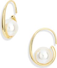NORDSTROM RACK Demi Fine Faux PearL J Hoop Earrings