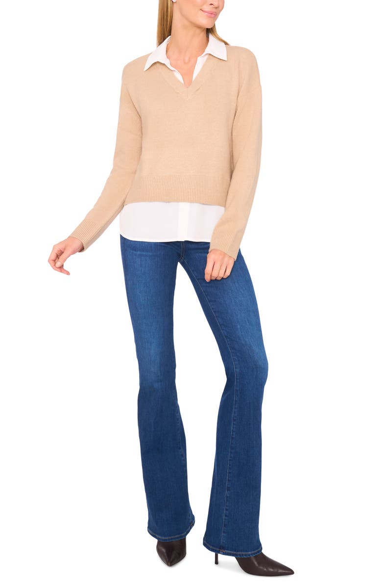 Halogen<sup>®</sup> Layered Look Sweater, Alternate, color, Nomad Camel