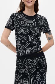 Desigual Jacquard Short Sleeve Knit Top