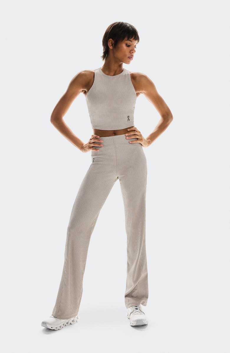 On All Day Ribbed High Waist Pants, Alternate, color, Desert/ White