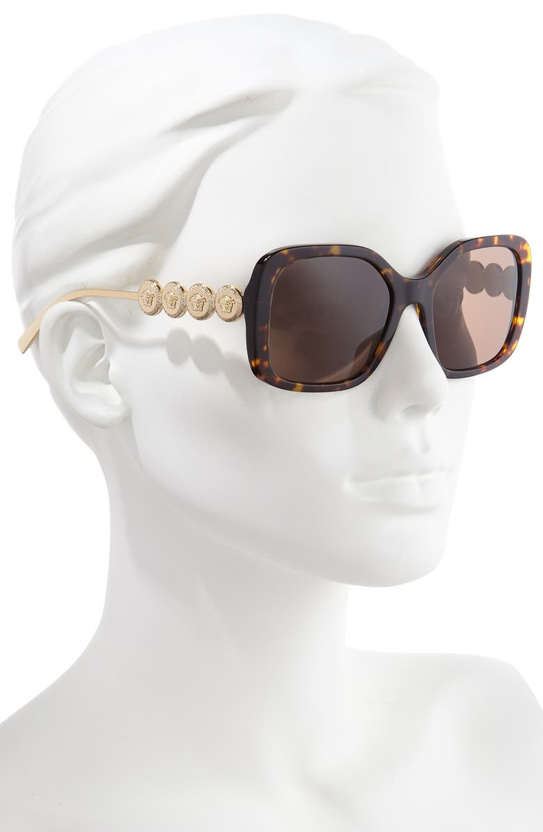Versace 53mm Square Sunglasses, Alternate, color, Havana/ Brown Solid