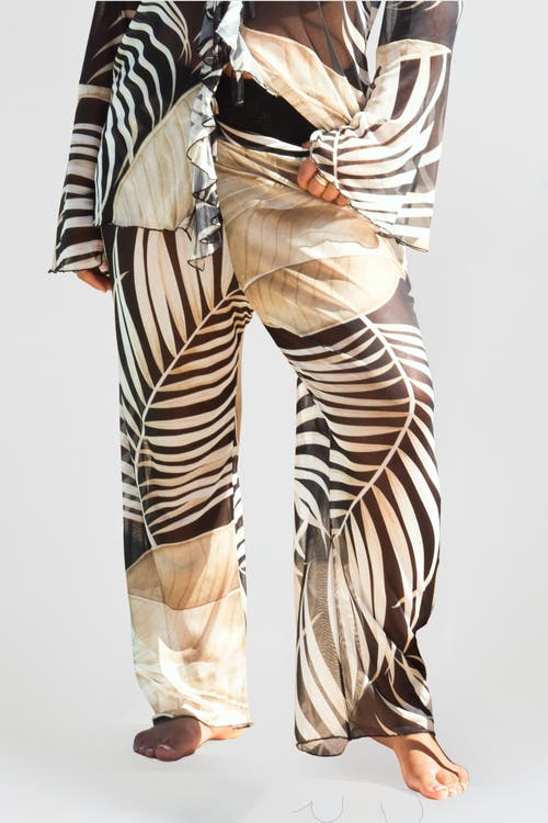 Fashion-szn Curve Print Wide Leg Resort Pants In Neutral