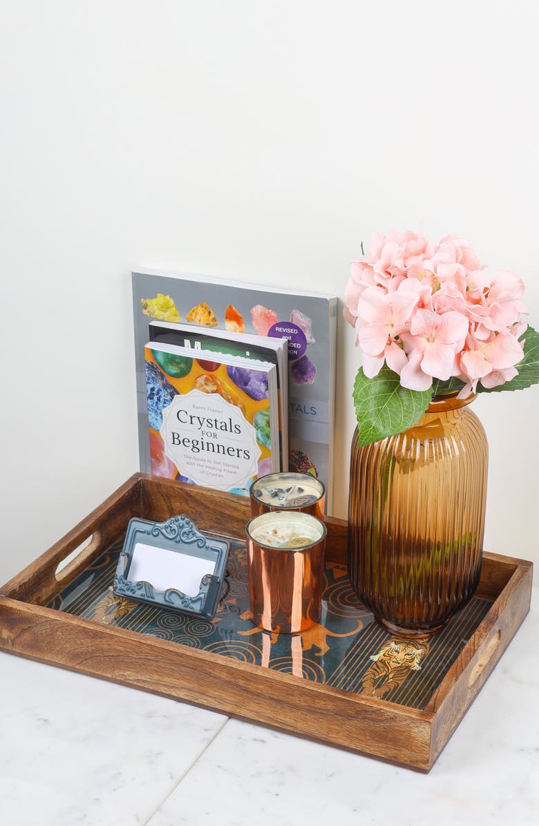 Tiramisu Rectangular Resin & Wood Decorative Tray Set, Alternate, color, Brown/Gold