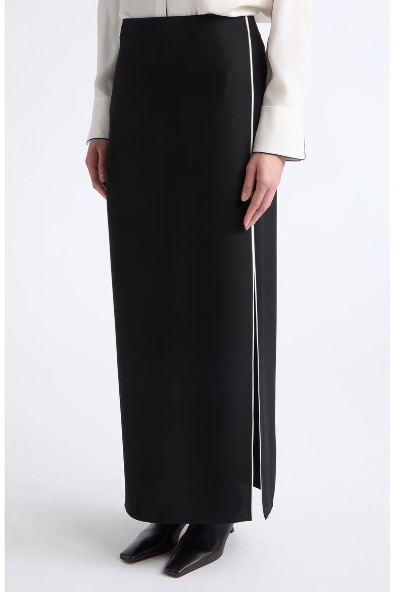 Piped Straight Skirt, Alternate, color, BLACK