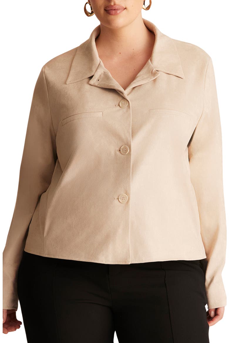 Rowan Faux Suede Jacket, Main, color, BONE
