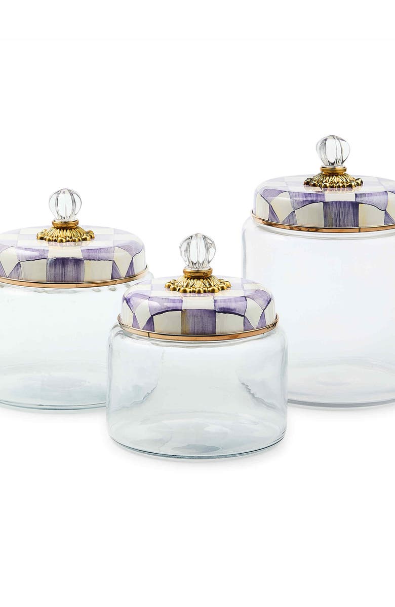 MACKENZIE CHILDS Violet Check Small Kitchen Canister, Alternate, color, Violet