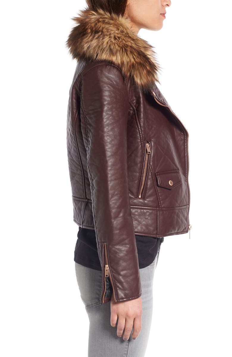 Marc New York Andrew Marc Beverly Faux Leather Jacket with Faux Fur Trim, Alternate, color, 