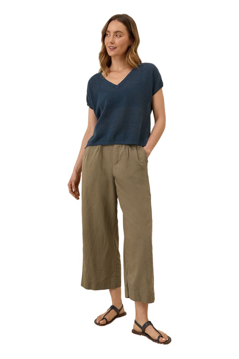 Canopy Linen Pleated Trouser Made with Organic Cotton, Main, color, Khaki Green