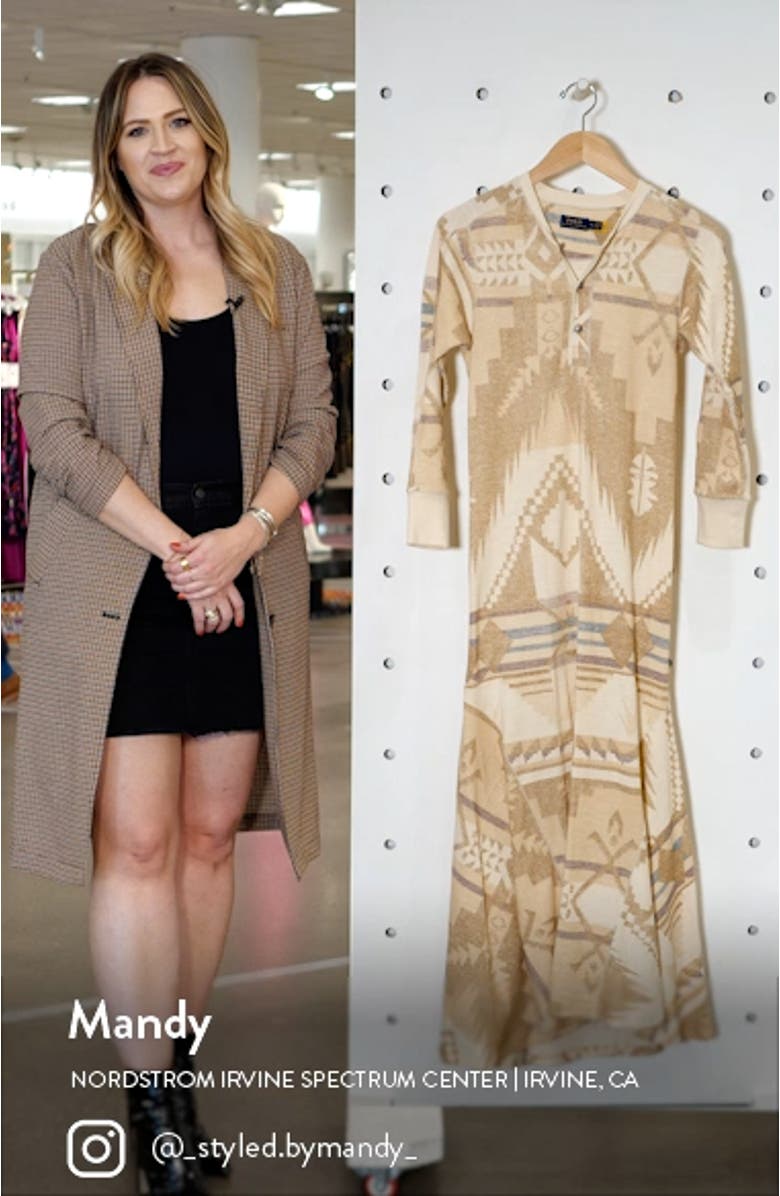 Long Sleeve Cotton Henley Dress, sales video thumbnail