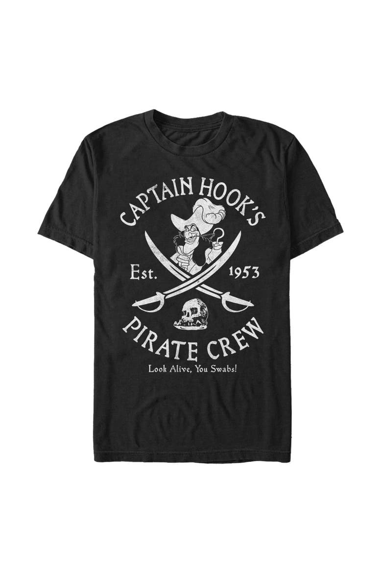 Men's Captain Hook's Pirate Crew Short Sleeve Graphic T-Shirt, Main, color, Black