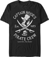 Peter Pan Men's Captain Hook's Pirate Crew Short Sleeve Graphic T-Shirt