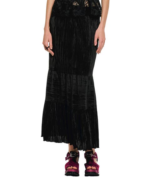 Plisse Tiered Maxi Skirt