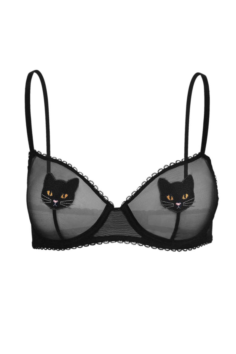 Alyshia Unlined Demi Bra, Alternate, color, Black