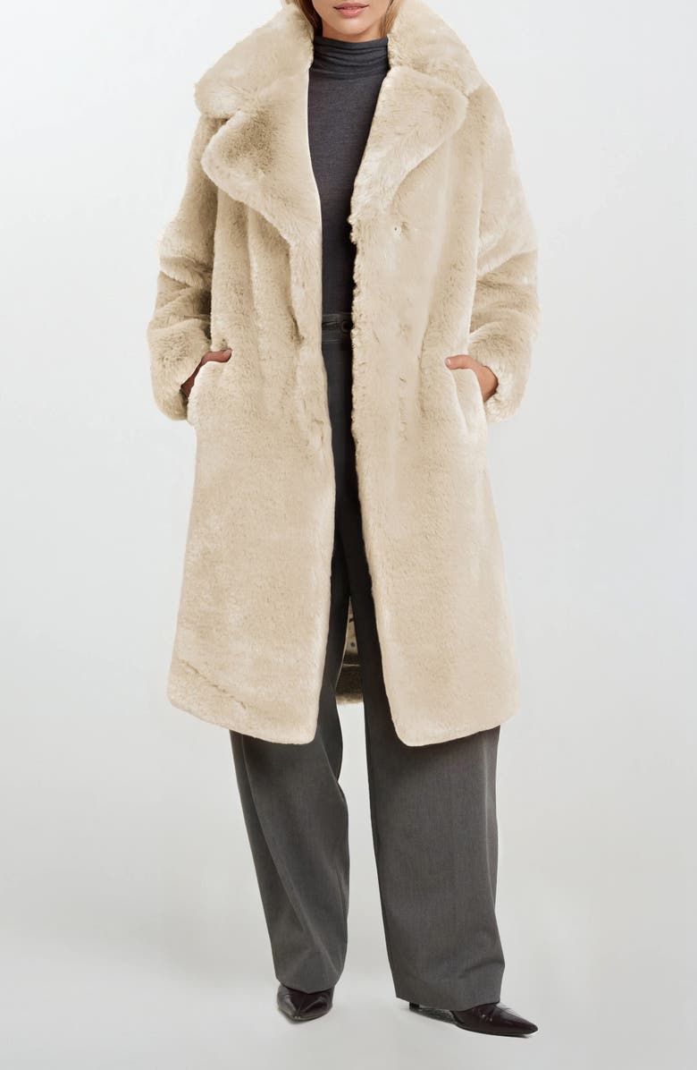 Noize Savannah Faux Fur Longline Coat, Main, color, Sable