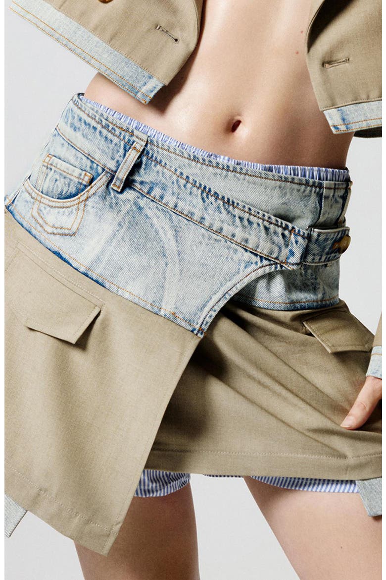 Denim & Twill Miniskirt, Alternate, color, MEDIUM BLUE
