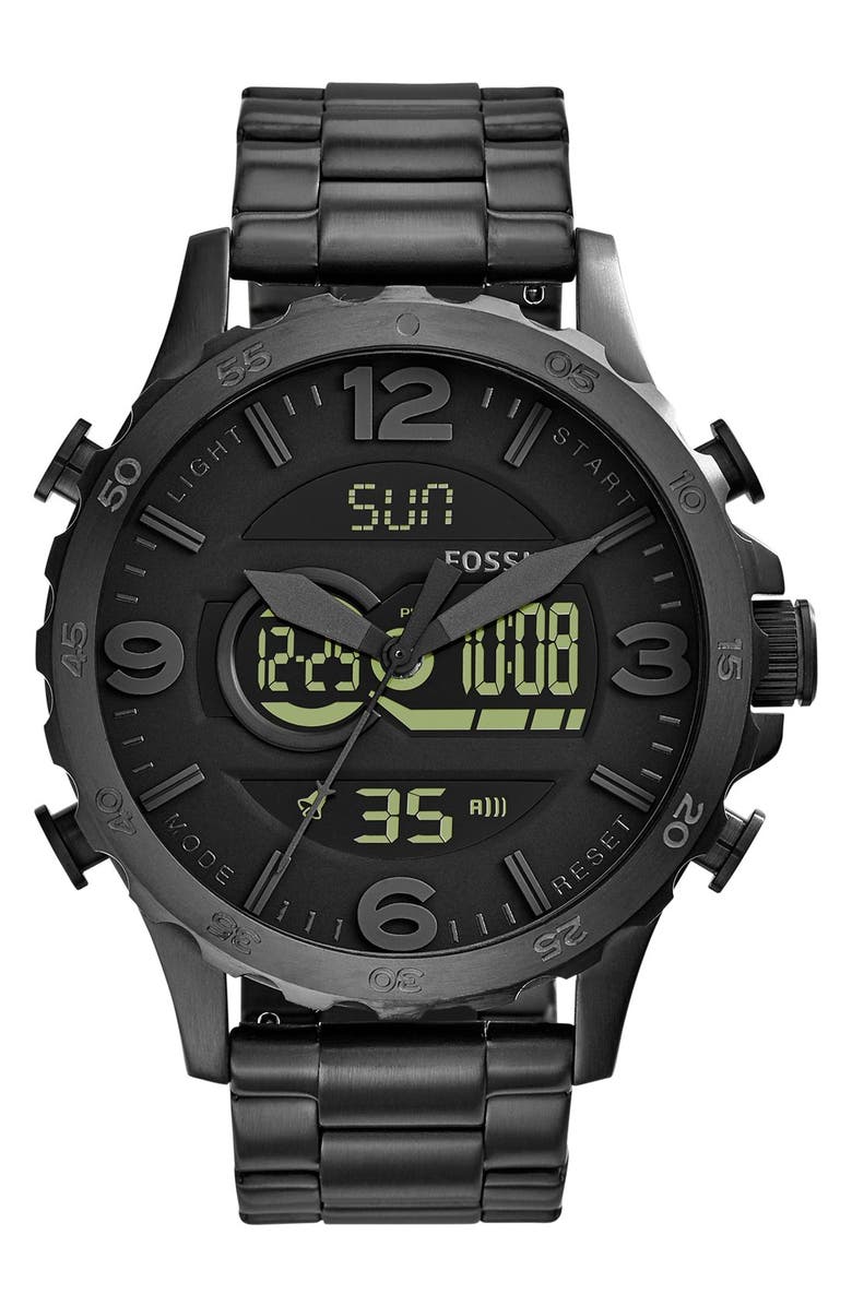 Fossil 'Nate' Ana-Digi Watch, 50mm, Main, color,