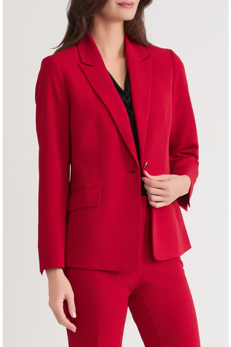 One-Button Blazer, Alternate, color, FIRE RED