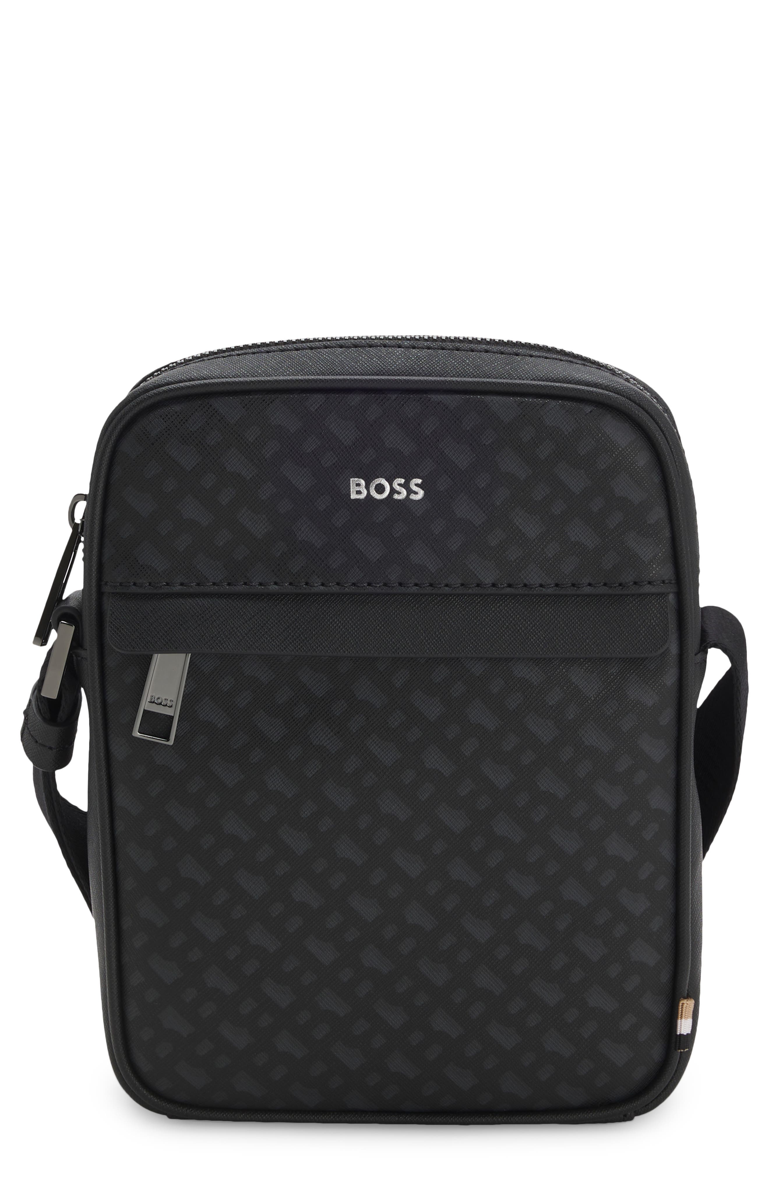 HUGO Zair Bonded Leather North/South Crossbody Bag, Main, color, 