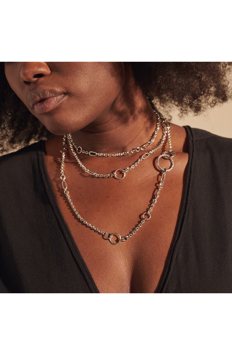 John Hardy Classic Chain Hammered Silver Sautoir Necklace, Alternate, color, Silver