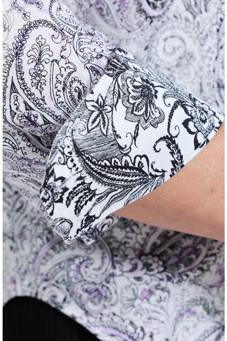 Ibiza Paisley Stretch Button-Up Shirt, Alternate, color, PURPLE