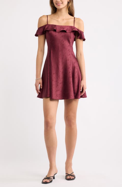 Off the Shoulder Satin Minidress