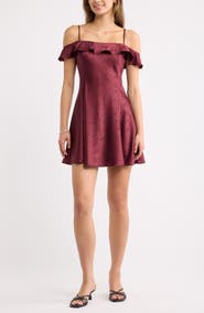 BP. Off the Shoulder Satin Minidress