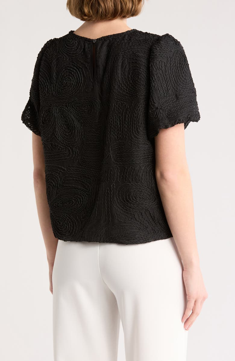 Adrianna Papell Textured Puff Sleeve Top, Alternate, color, Black