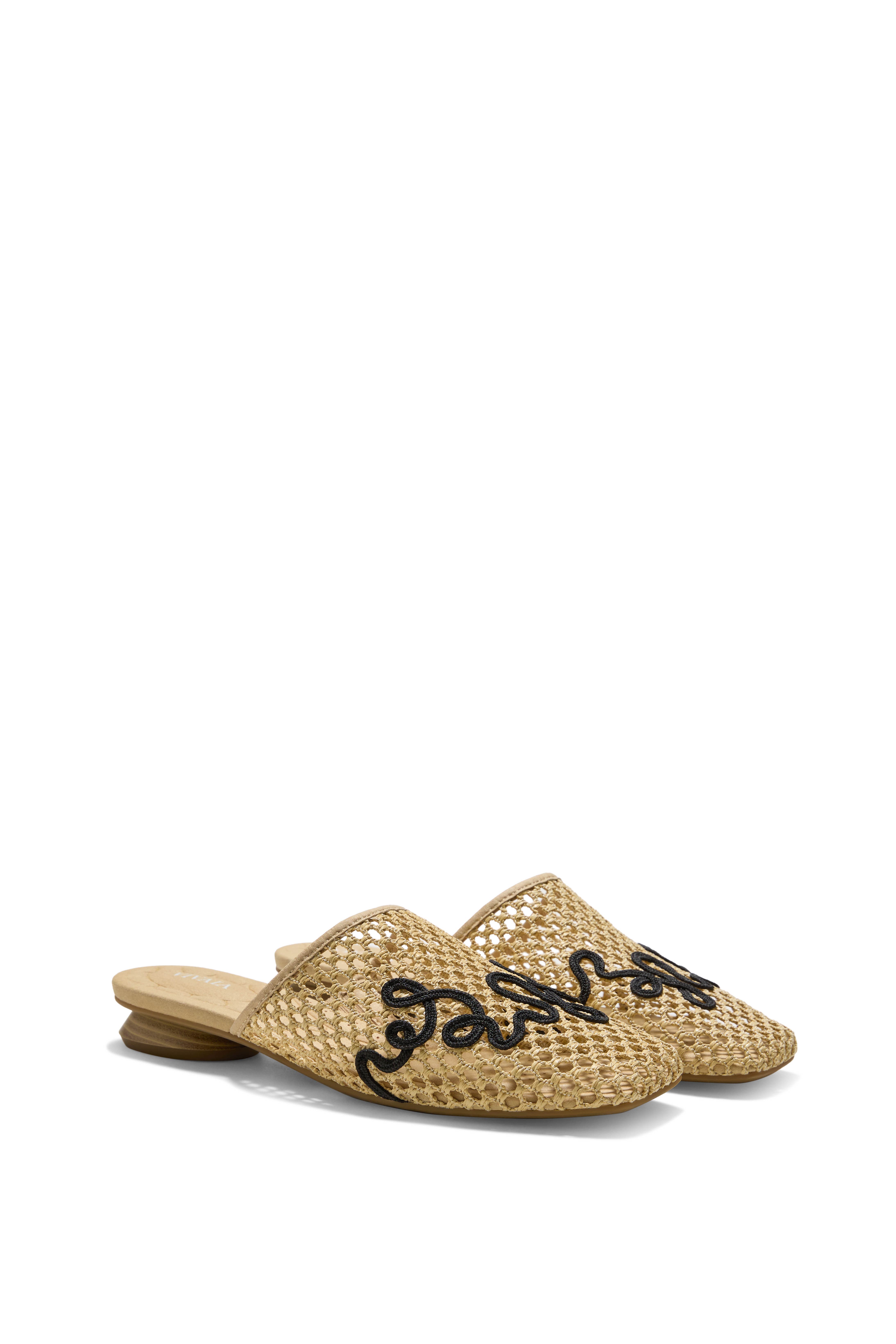 Maura Square-Toe Mesh Sandals, Main, color, NATURAL/BLACK