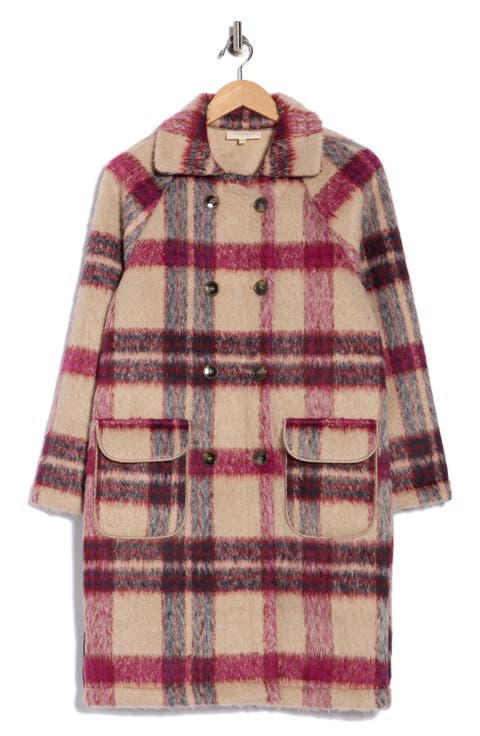 Plaid Faux Fur Peacoat