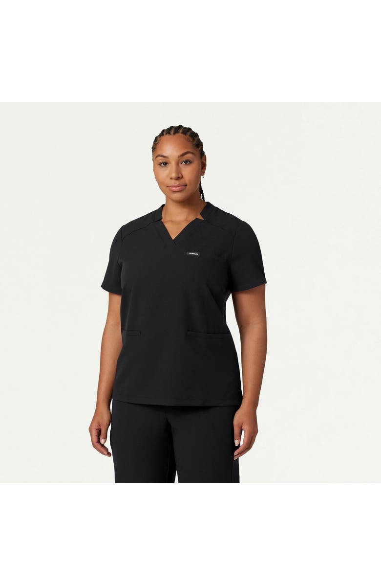 JAANUU Helia Women's 3-Pocket Classic Notched V-Neck Scrub Top, Alternate, color, Black