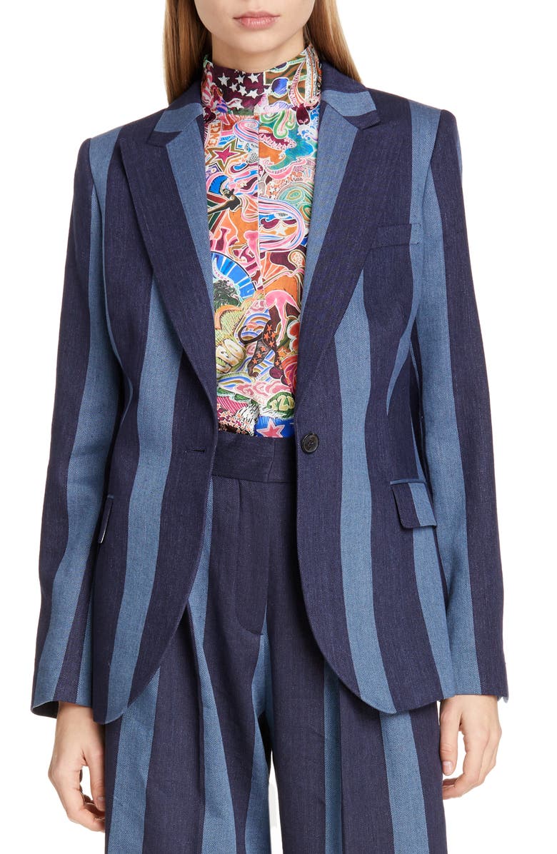 Tommy x Zendaya Stripe Denim Blazer, Main, color,