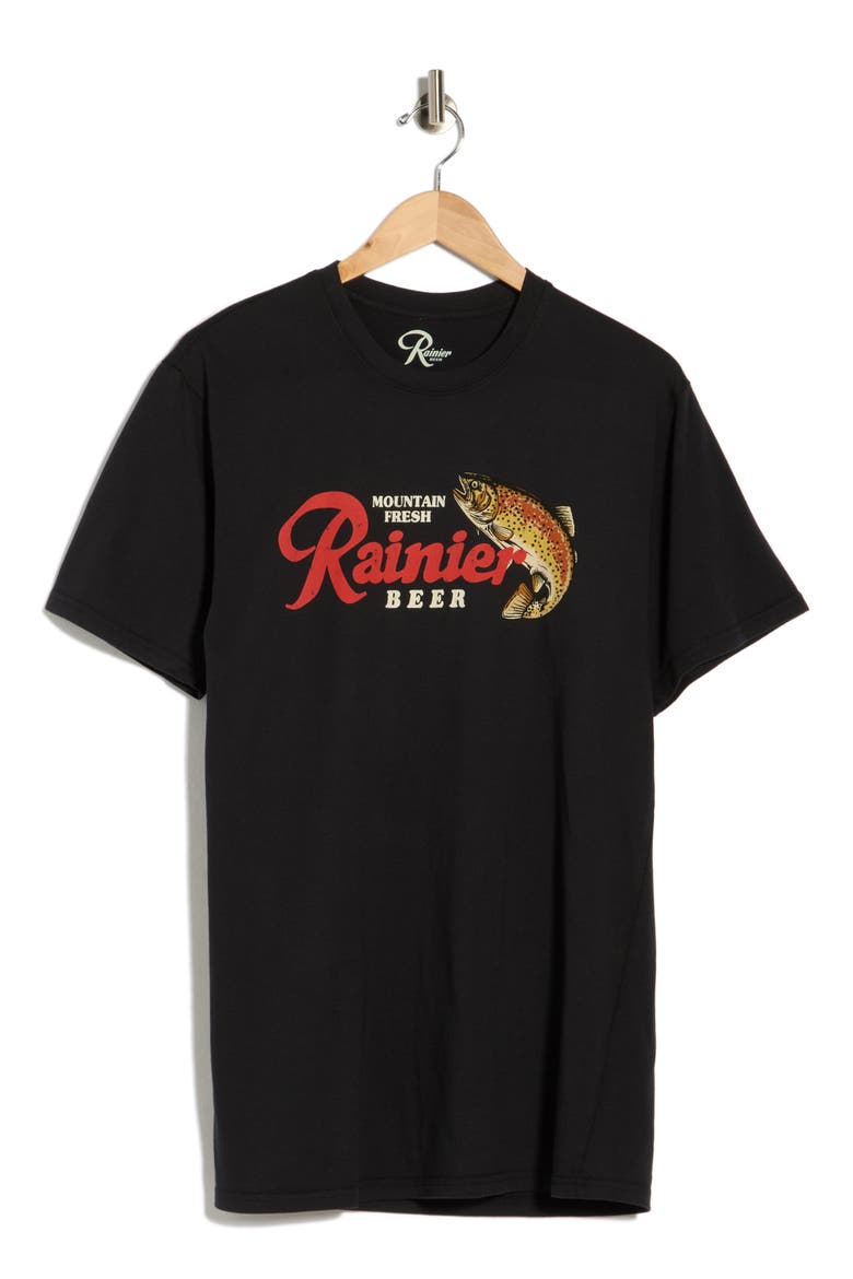 Rainier Brew Fish Cotton Graphic T-Shirt, Main, color, BLACK