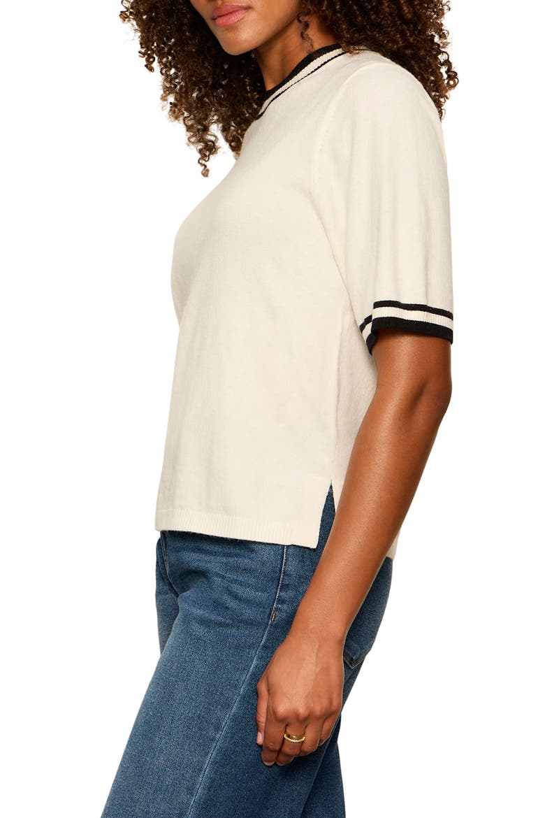 Perfect Tipped Short Sleeve Sweater, Alternate, color, CHALK W B