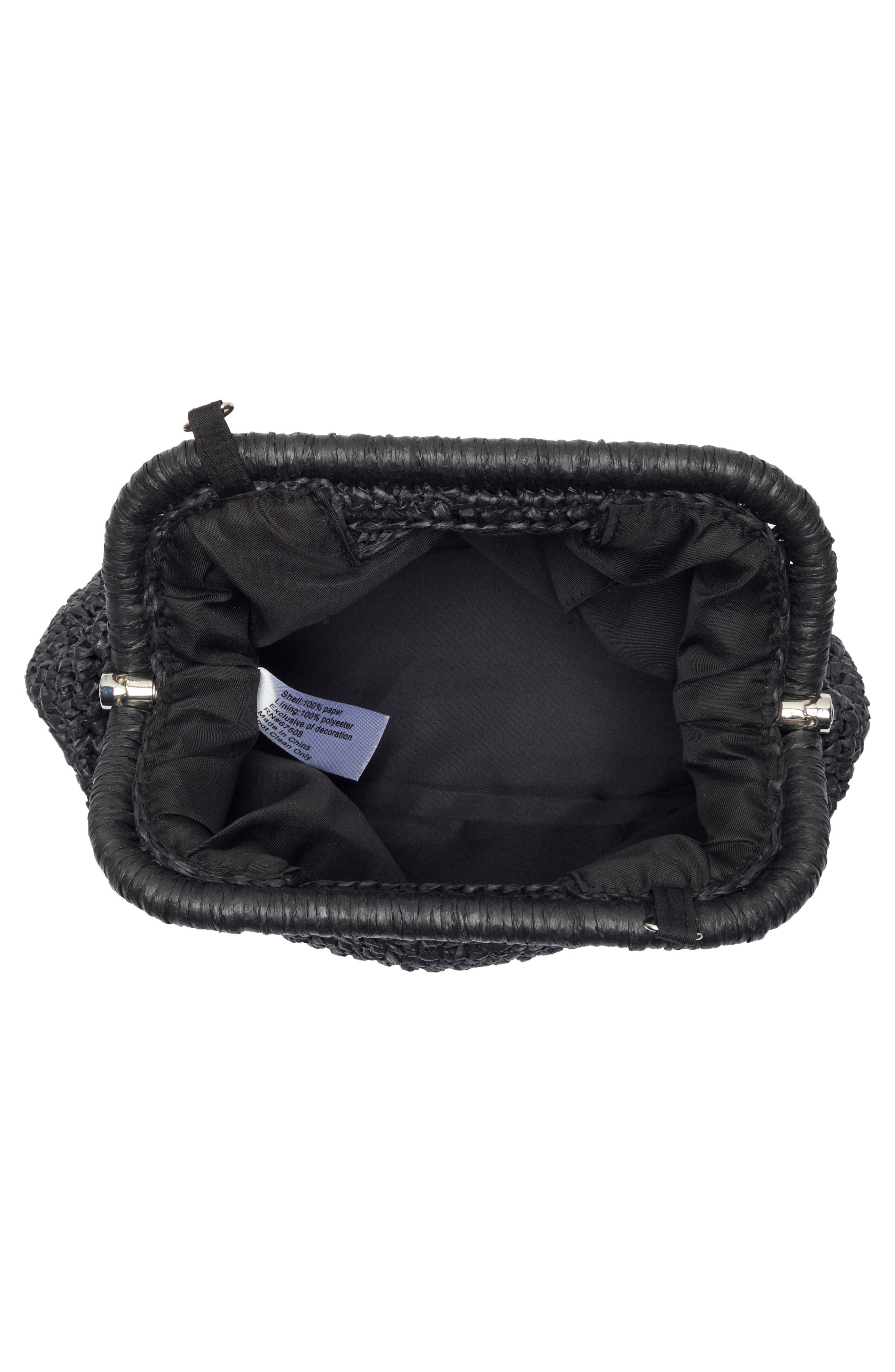 Collection XIIX Straw Frame Clutch with Handle, Alternate, color, Black