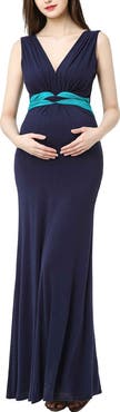 Kimi & Kai Scarlett Colorblock Maternity  Maxi Dress