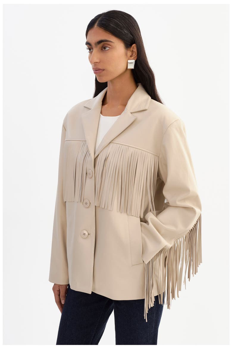 Rianne | Leather Fringe Jacket, Alternate, color, Bone