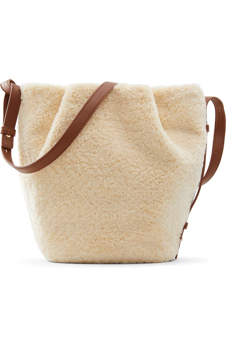 Who What Wear Amelia Faux Shearling Bucket Bag, Main, color,