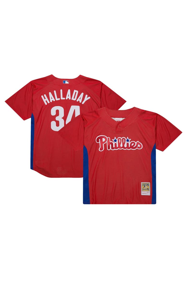 Men's Mitchell & Ness Roy Halladay Red Philadelphia Phillies Cooperstown Collection 2010 Batting Practice Jersey, Main, color, Red