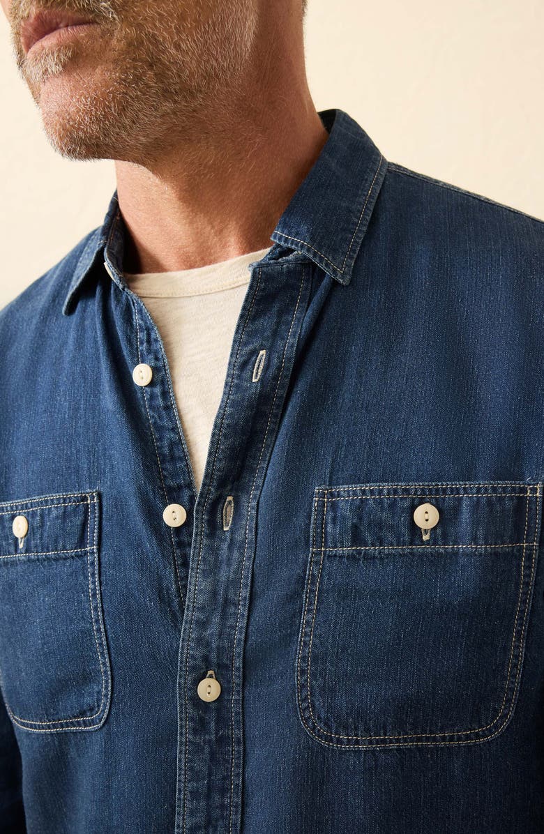 Faherty The Tried & True Lyocell & Linen Chambray Button-Up Shirt, Alternate, color, Night Lagoon Wash