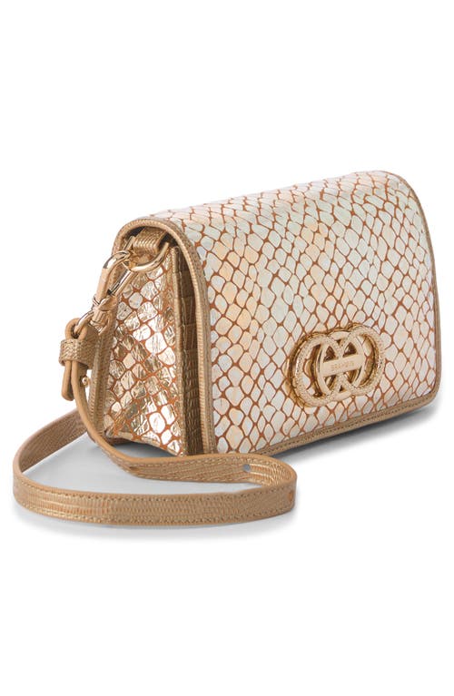 Brahmin Minuette Croc Embossed Leather Crossbody Bag In Gold