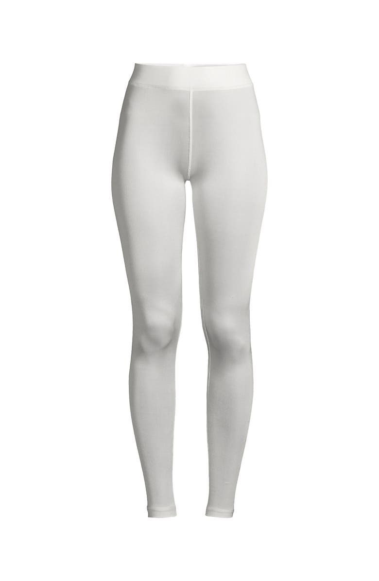 Lands' End Silk Interlock Long Underwear Leggings Pants, Alternate, color, Ivory