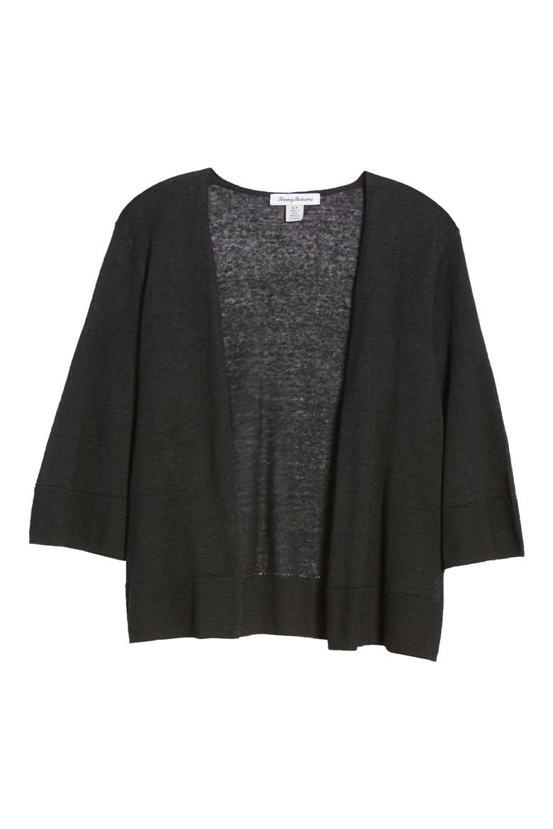 Lea Linen Cardigan, Alternate, color, BLACK